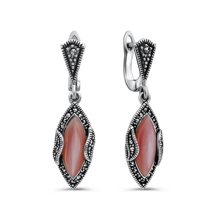 Серебряные серьги с марказитами и перламутром