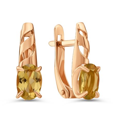 Золотые серьги с цитрином