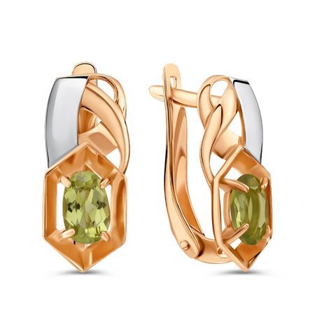 Золотые серьги с хризолитом