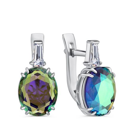 Серебряные серьги с ювелирным стеклом