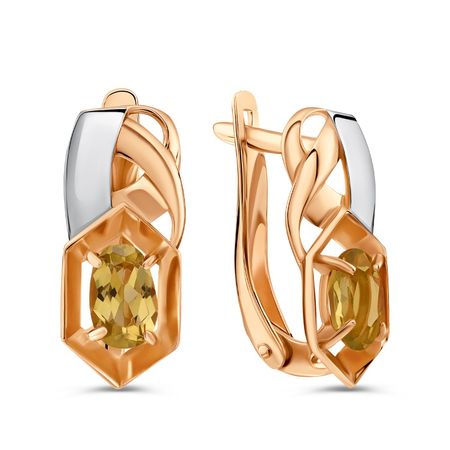 Золотые серьги с цитрином