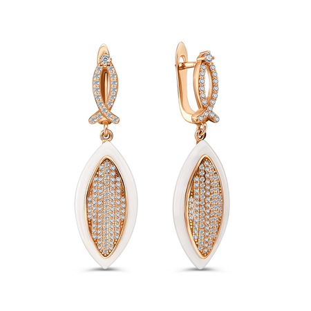 Серебряные серьги с керамикой и фианитами