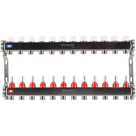 Коллекторная группа с расходомерами Rommer 1 ВР(г) х 12 выходов 3/4 НР(ш) ЕК х 1 ВР(г) юрий г дорожин уроки грамоты для малышей младшая группа рабочая тетрадь