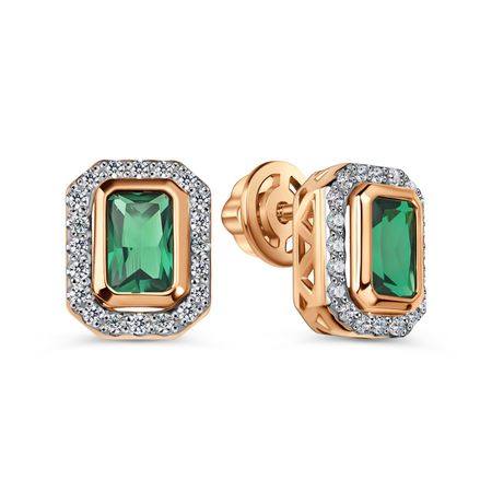 Золотые серьги с изумрудами и бриллиантами