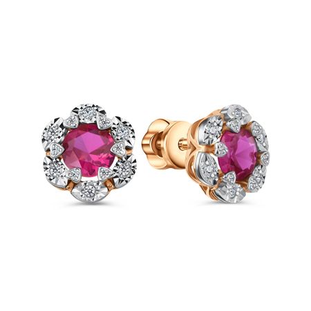 Золотые серьги с рубинами и бриллиантами