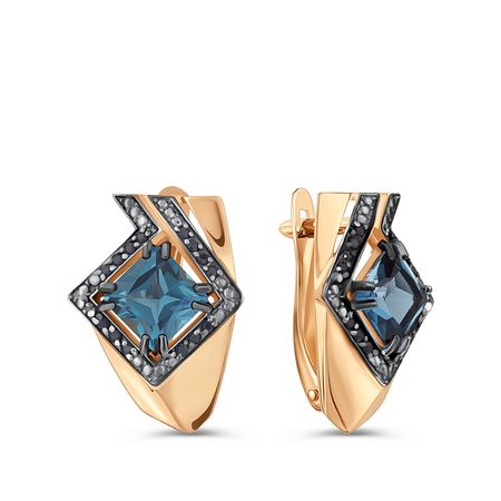 Золотые серьги с топазами и фианитами