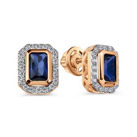 Золотые серьги с сапфирами и бриллиантами