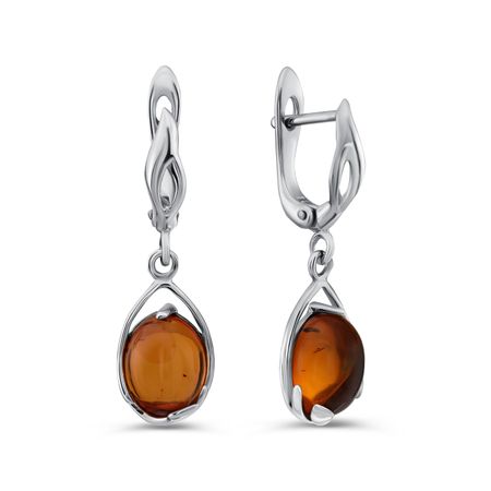 Серебряные серьги с янтарем