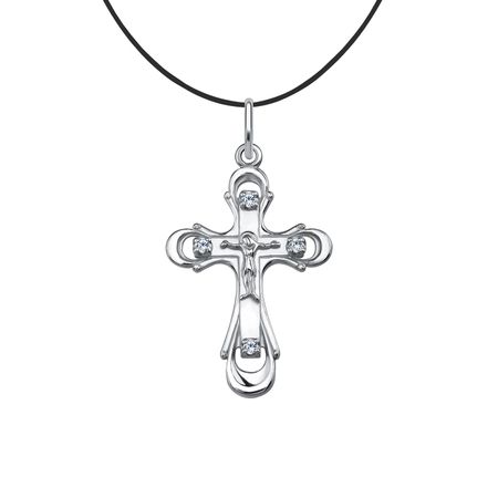 Серебряный православный крест с фианитами