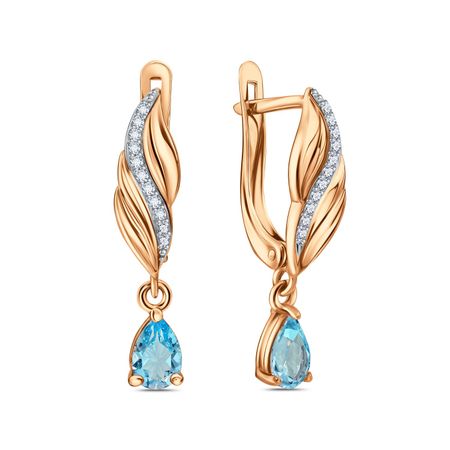 Золотые серьги с топазами и фианитами