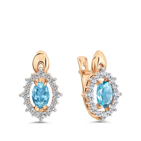 Золотые серьги с топазами и фианитами