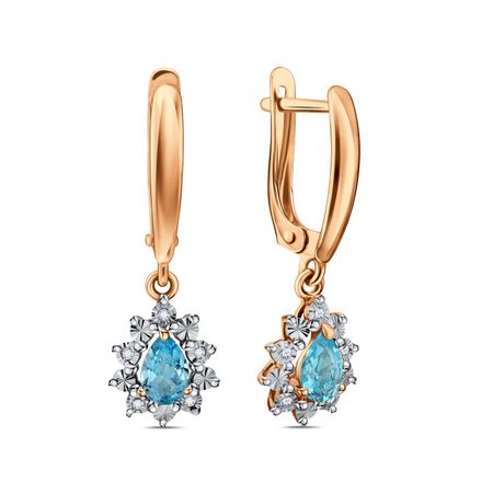 Золотые серьги с топазами Swiss и бриллиантами