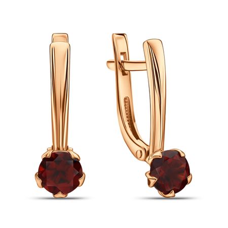Золотые серьги с гранатом
