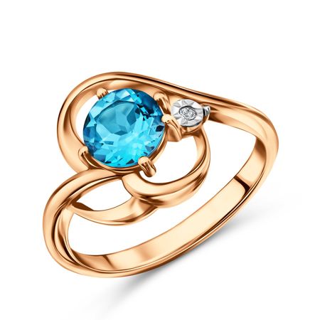 Золотое кольцо с топазом и бриллиантами