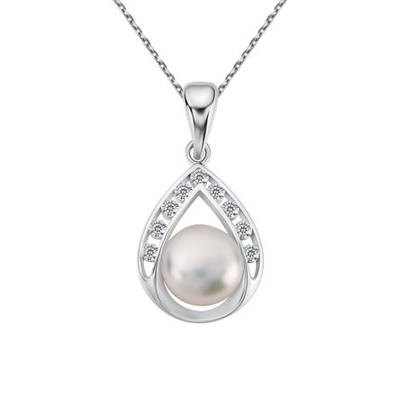 Серебряная подвеска с жемчугом и фианитами