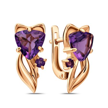 Золотые серьги с аметистами