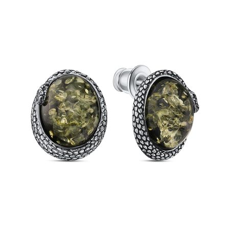 Серебряные серьги с янтарем
