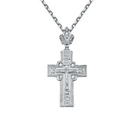 Серебряный православный крест с фианитами