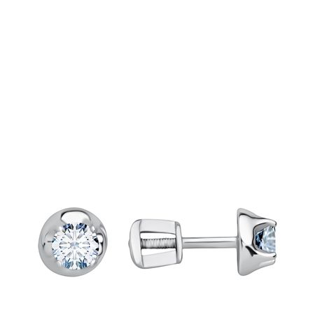 Золотые серьги с бриллиантами и родированием