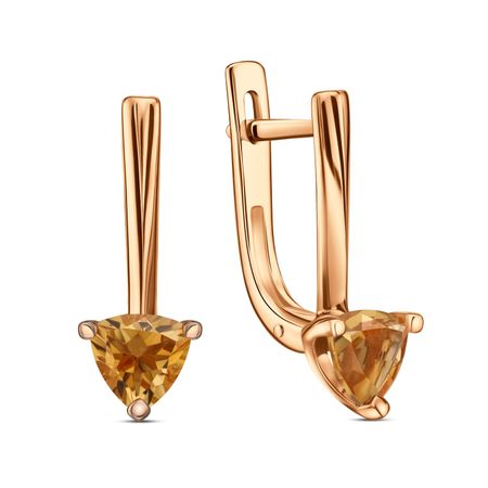 Золотые серьги с цитринами