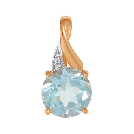 Золотая подвеска с топазом и фианитом с родированием