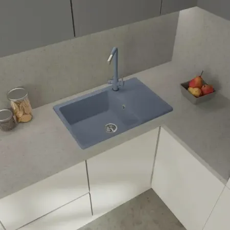 Мойка для кухни врезная Delinia 76x50 см глубина чаши 19 см кварцевый песок цвет серебристый