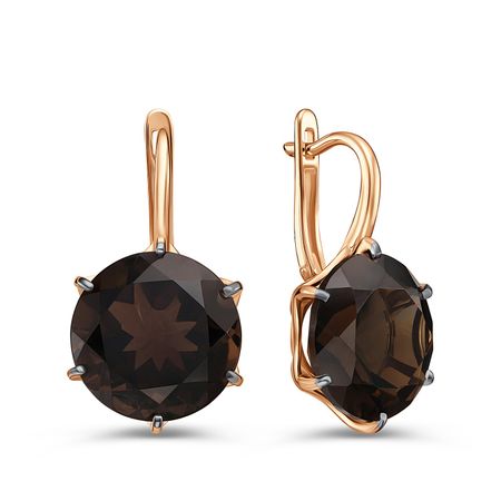 Золотые серьги с раухтопазами