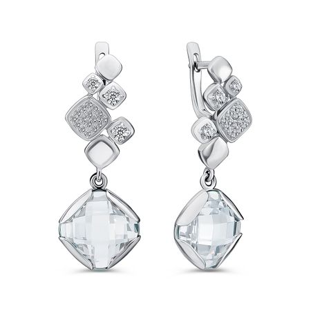 Серебряные серьги с ювелирным стеклом и фианитами шкатулка со стеклом ромбы 15 15 6 см дерево 11 08023 n 16