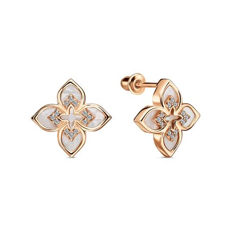 Серебряные серьги с перламутром и фианитами