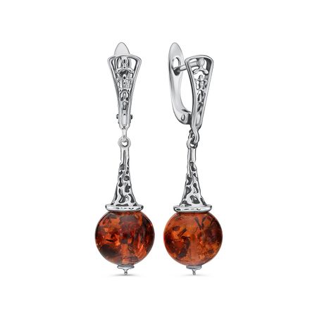 Серебряные серьги с янтарем