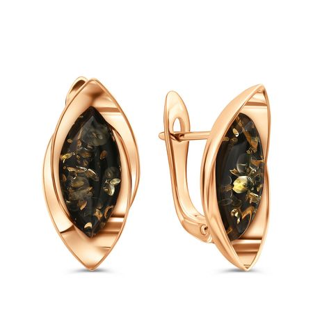 Золотые серьги с янтарем