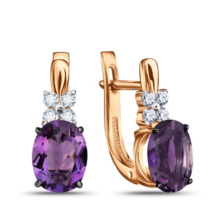 Золотые серьги с аметистами и топазами