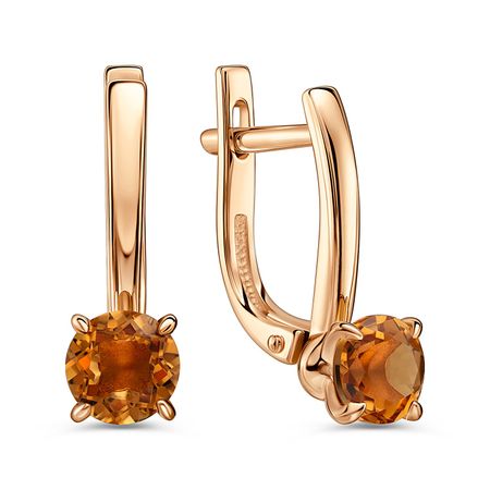 Золотые серьги с цитринами