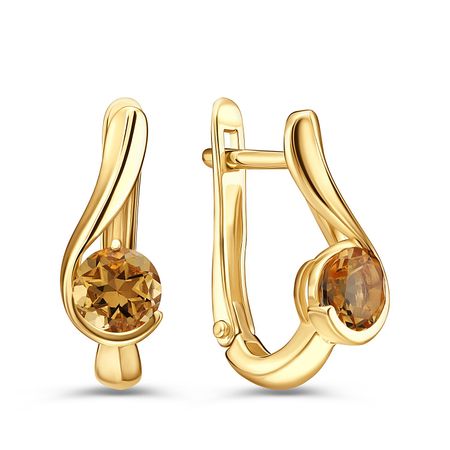 Золотые серьги с цитринами