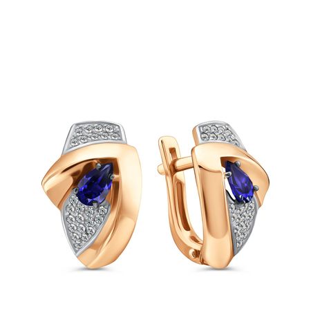 Золотые серьги с сапфирами и бриллиантами