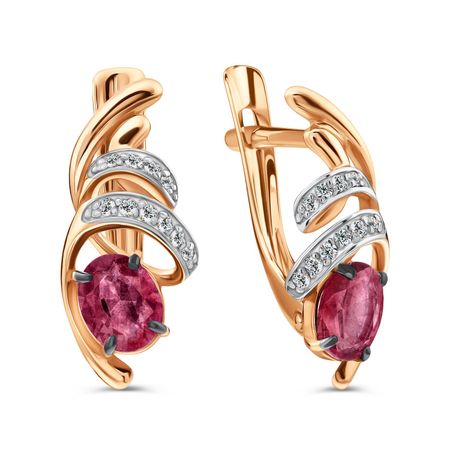 Золотые серьги с рубинами и бриллиантами