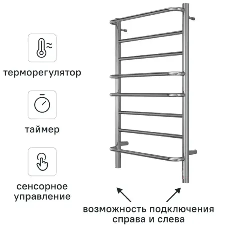 Полотенцесушитель электрический Equation 500x850 мм 125 Вт с терморегулятором лесенка цвет хром электрический привод заслонки hvac 24в 220в