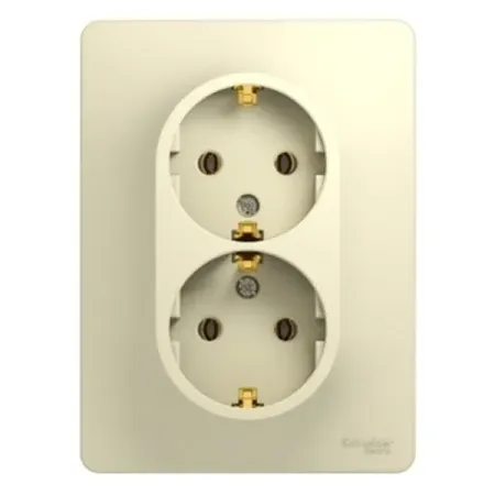 Розетка двойная встраиваемая Systeme Electric Glossa с заземлением цвет бежевый