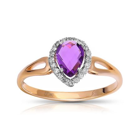 Кольцо из золота с аметистом и бриллиантами польская звезда остров золота