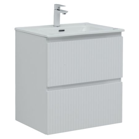 Тумба под раковину Акванет Джейн 60 см подвесная белая матовая (00335422)