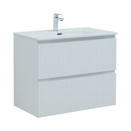 Тумба под раковину Акванет Джейн 80 см подвесная белая матовая (00335424)