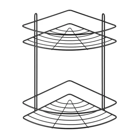 Полка для душа ЧМЗ Практик угловая 2 яруса цвет черный матовый