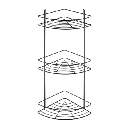 Полка для душа ЧМЗ Практик угловая 3 яруса цвет черный матовый