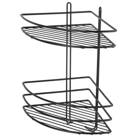 Полка для душа ProfFero С27415 угловая 2 яруса цвет черный матовый 2 шт пара магнитные подхваты для штор ерские занавески для наушников аксессуары для занавесок для душа в ванной комнате