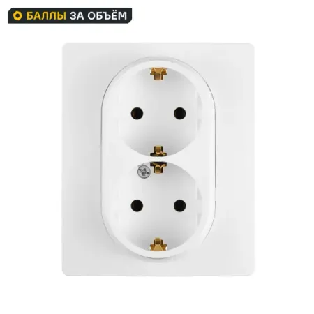 Розетка двойная с заземлением Legrand Etika без шторок в сборе 16А 250В винтовые зажимы цвет белый двойная настенная розетка bingoelec
