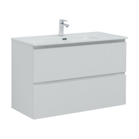 Тумба под раковину Акванет Джейн 100 см подвесная белая матовая (00335426)