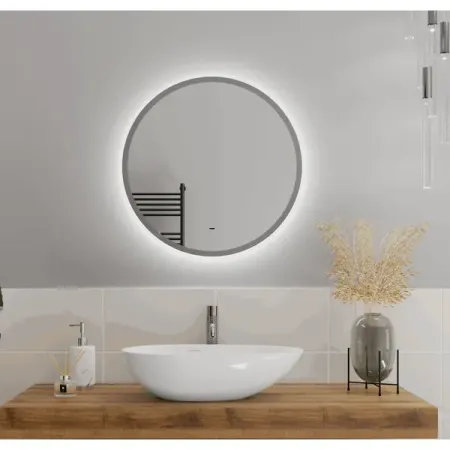 Зеркало для ванной Lens 65 см круглое с подсветкой и датчиком серый кант iflight avatar lens камера