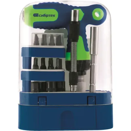 Отвертка Т-образная с набором бит Сибртех 13382, 33 предмета vibratite отвертки биты  ованадиевая   1 шт fd4 fd5 5 fd7