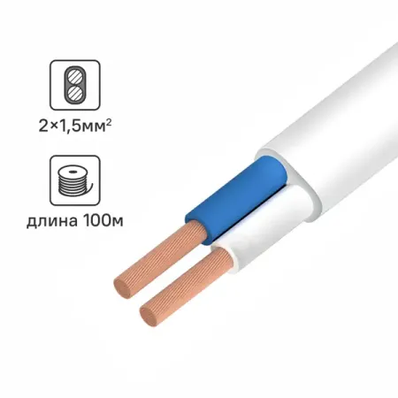 Провод Ореол ПуГВв 2x1.5 100 м цвет белый dupont соединительный провод 20 см 26awg 2 54 мм 20 шт