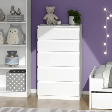 Комод Праксис 5 ящиков 65x111.6x39.6 см ЛДСП цвет белый
